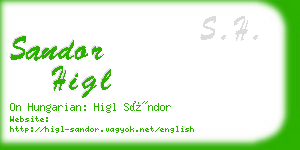 sandor higl business card